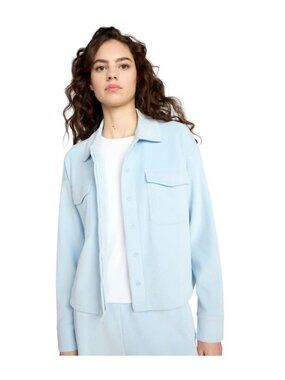 Mondetta Women's Cropped Corduroy Texture Shirt - Light Blue